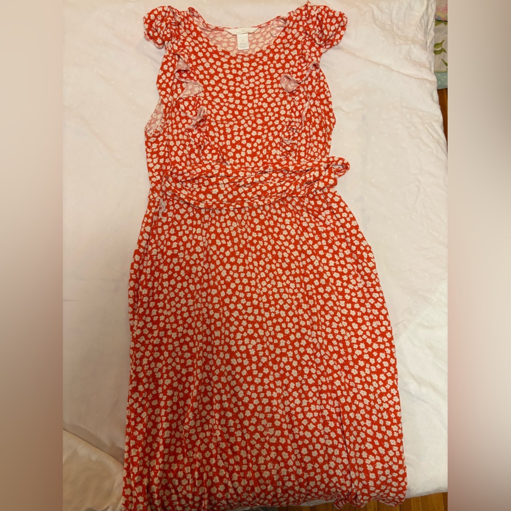 Red floral H&M maternity dress